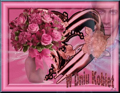 Mężczyzna z bukietem róż w wazonie na dzień kobiet